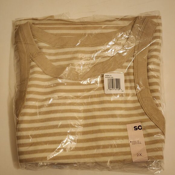 SO Cream Colored High Neck Rib Tank Top - 2X - Picture 2 of 4